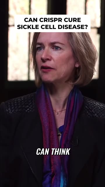 OpusClip vertical clip: Jennifer Doudna with the headline Can CRISPR cure sickle cell disease?