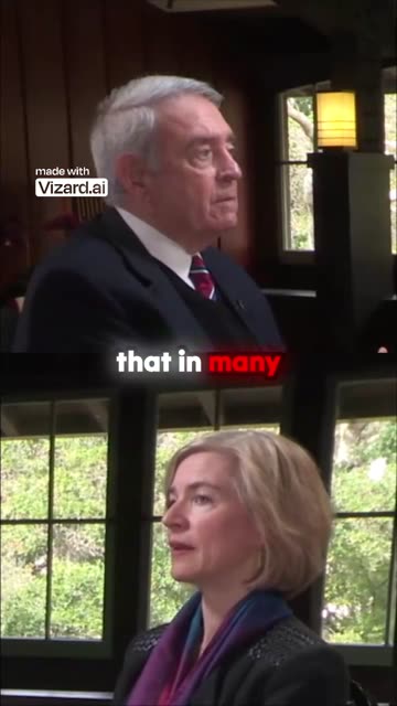 Vizard vertical clip in split screen: Dan Rather on top, Jennifer Doudna below